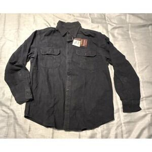 MENS L COMFORT OUTFITTER 100% Cotton Blue Soft Fuzzy Flannel Shirt Pockets NWT